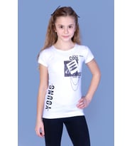 Toontoy Kız Çocuk T-Shirt Göğsü Lazer Kesim (Beyaz)