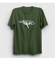 Presmono Unisex Sarı Logo Tupac Shakur T-Shirt 46031tt (Haki)
