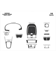 Meriç® Nissan Almera SD Ön Torpido Kaplama Maun 16 Parça 2000-2003 (Karbon)