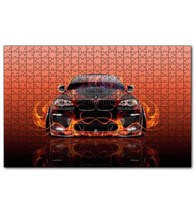 Cakapuzzle BMW X6 ve Kırmızı Alevler  Puzzle Yapboz MDF (Ahşap) (1000 Parça)