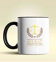 Kişiye Özel Avukat 5 Tasarımlı Turuncu Kupa Bardak (Siyah)