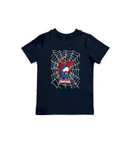 Spiderman baskılı örümcek adam pamuklu penye kumaş yazlık çocuk tişört (Siyah)