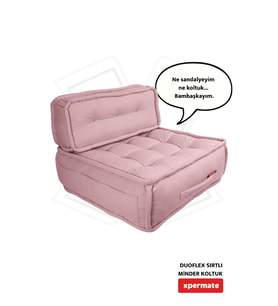 Xpermate DuoFlex Sırtlı Minder Koltuk İskandinav Tarzı Ergonomik  Sırtlıklı Oturma Minderi 80x80x30 (Pembe)