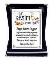 Resim Sınıf Öğretmenine Hediye İsim Baskılı Plaket - Öğretmenler Günü Hediyesi (Lacivert)