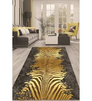 Dijital Kaymaz Taban Yıkanabilir Modern Renkli Salon Halısı Mutfak Halısı Yolluk ND-HT-1101 (Gold)