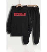Unisex Michigan Baskılı Eşofman Takımı (Siyah)