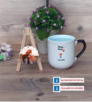 Ütopyalar Güzeldir Kupa Bardak Beyaz ve Fotoğraflı Ahşap Anahtarlık Hediye (Model 10)