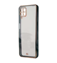 Samsung Galaxy A22 4G Kılıf Köşeli Gold Şeffaf Kapak (Yeşil)