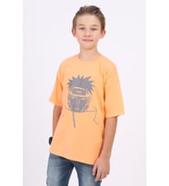 Toontoy Unisex Çocuk Reflektör Baskılı Tişört (Turuncu)