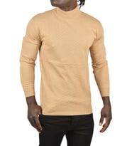 DeepSEA Erkek  Zigzag Desenli Yarım Balıkçı Yaka Dar Kesim Boğazlı Triko Kazak 2505496 (Camel)