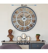 Markakanvas Siyah Metal Kasalı Eski Dünya Haritalı Duvar Saati  (Çap 50 cm - 80 cm ) (Gri)