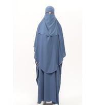 Sultanbaş Nikaplı Çarşaf Cilbab Khimar Abaya Kolu Lastikli Hakim Yaka Peçeli Ferace Medine İpek (KOT)