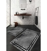 Dijital Baskılı Kaymaz Taban Yıkanabilir 2'li Klozet Takımı Banyo Paspası NDKZ-HT-526 (Gümüş)