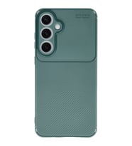 Samsung Galaxy S24 FE Kılıf Karbon Görünümlü Korumalı Silikon Siyah (Koyu Yeşil)