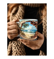 Kitaplık Kütüphane Baskılı 3D Tasarım Seramik Kupa Mug - Hediyelik Kupa Bardak (33)