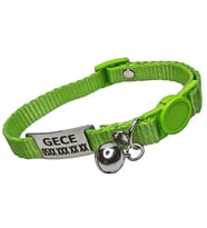 Güvenlik Kilitli isimli Kedi Tasması, isimlikli Kedi Tasması, Kedi Künyesi, Safety Click tasma (Fıstık Yeşili)