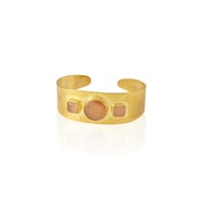 Kadir Jewellery 22 Ayar Altın Kaplama El İşçiliği Zirkon Taşlı Kadın Kelepçe Bilezik (Turuncu)