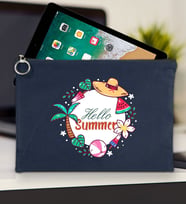 BK Gİft Yaz Temalı-4 Tablet Çantası 30x21cm(12 Renk Seçeneği), Ipad Çantası, Baskılı Tablet Kılıfı (Lacivert)