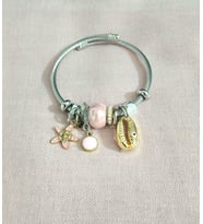 kadın deniz yıldızı figürlü çelik pandora (Pembe)