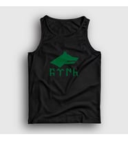 Presmono Unisex Beyaz Göktürk Bayrağı Türk Yazılı Kurt Bozkurt Atlet 474938tt (Siyah)