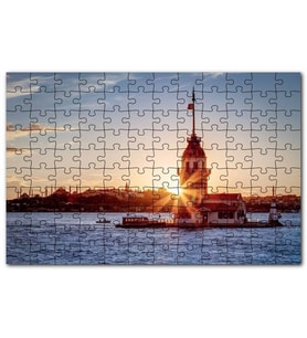 Cakapuzzle Boğaz Kız Kulesi ve Günbatımı Puzzle Yapboz MDF (Ahşap) (500 Parça)