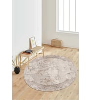 Dijital Baskılı Kaymaz Taban Yıkanabilir Yuvarlak Salon Halısı Koridor Halısı Paspas NDY-HT-925 (Krem)