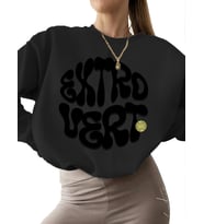 erkek Dişa dönük Baskılı unisex bisiklet yaka Sweatshirt Bej kadın kalın 3 iplik şardonlu Sweatshirt (Siyah)