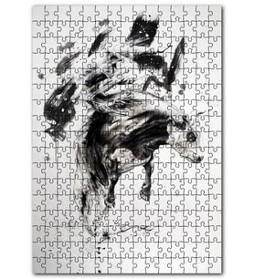 Cakapuzzle Suluboya Efekt Kovboy Rodeo ve Denge Puzzle Yapboz MDF (Ahşap) (255 Parça)