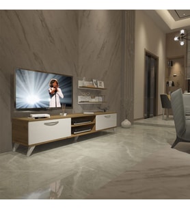 Decoraktiv Eko 4 Mdf Dvd Retro Tv Ünitesi Tv Sehpası (Pera-Beyaz)