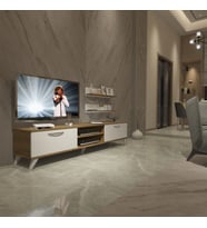 Decoraktiv Eko 4 Mdf Dvd Retro Tv Ünitesi Tv Sehpası (Pera-Beyaz)