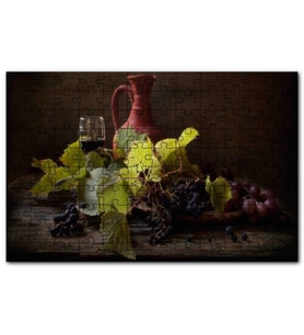 Cakapuzzle Üzüm ve Şarap Sürahi Görseli Puzzle Yapboz MDF (Ahşap) (255 Parça)