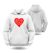 Sevgililer Günü Erkek Kadın Kalpler Görselli Kapüşonlu Hoodie Sweatshirt 6010 (Beyaz)