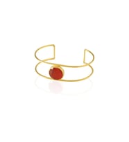Kadir Jewellery 22 Ayar Altın Kaplama Zirkon Taşlı Ayarlanabilir Vintage Bilezik (Kırmızı)