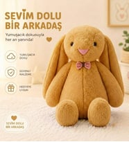 Uzun Kulak Uyku Arkadaşım Bunny Peluş Tavşan 65 cm - Çocuğunuzun Uyku Arkadaşı (Kahverengi)