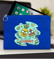 BK Gİft Yaz Temalı-1 Tablet Çantası 30x21cm(12 Renk Seçeneği), Ipad Çantası, Baskılı Tablet Kılıfı (Mavi)