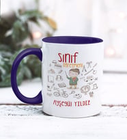 Sınıf Öğretmeni Tasarımlı Kişiye Özel Kupa Bardak (Lacivert)