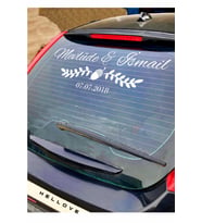 Gelin Arabası Sticker Süs Dekoratif İsim ve Tarih Yazılı Özel Etiket (Mürdüm)