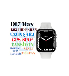 Watch7 Dt7 max Dt100 Max Dt No.1 Smartwatch 2022 Yeni Akıllı Ip68 Su Geçirmez Akıllı Saat (Gümüş)