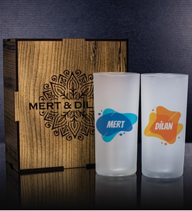 eJOYA Kişiye Özel Kutusunda 2'li Rakı Bardağı Hediye Seti 107148 (Mavi)