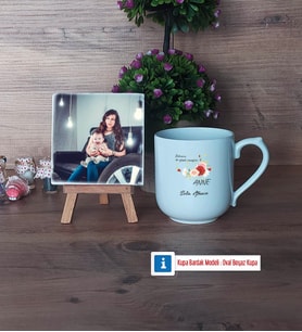 Anneye Hediye Fotoğraflı Dekoratif Taş, Kupa Bardak Beyaz Hediye (Model 5)