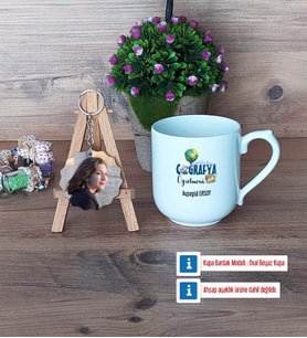 Coğrafya Öğretmeni Kupa Bardak Beyaz ve Fotoğraflı Ahşap Anahtarlık Hediye Öğretmenler Günü Hediyesi (Model 5)