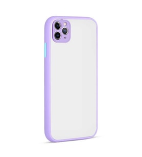 Apple iPhone 11 Pro Max Kılıf Hux Düğme ve Kapak Zıt Renk Kılıf (Lila)