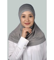 Hazır Türban Pratik Eşarp Tesettür Hijab - Namaz Örtüsü (Gri)