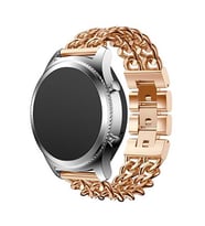 Huawei Watch 3 GT GT2 GT2e GT3 GT4 GT5 Pro SE Elite 46mm Kordon Cowboy Zincir Me (Rose)