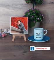 Müdür Yardımcısı Fotoğraflı Dekoratif Taş, Ahşap Altlıklı Türk Kahvesi Fincanı Hediye Öğretmenler Günü Hediyesi (Model 5)