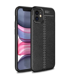 Apple IPhone 12 Mini Deri Görünümlü Firo Silikon Kılıf (Siyah)