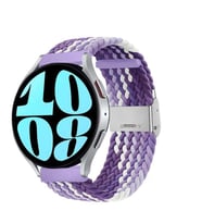 Sneezy Samsung Galaxy Watch 5 Pro R-920 İle Uyumlu 20mm Metal Klips Solo Fiberlink Örgü Kordon (Beyaz-Lila)