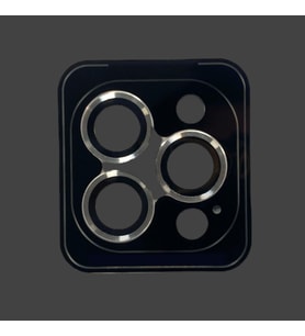 İphone 14 Pro/14 Pro Max Uyumlu Kamera Koruyucu Lens Mercek Çerçeveli 3'lü Set (Gümüş)