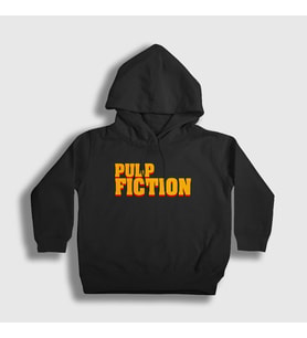 Presmono Unisex Çocuk Beyaz Logo Film Pulp Fiction Kapüşonlu Sweatshirt 248559tt (Siyah)