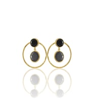 Kadir Jewellery 22 Ayar Altın Kaplama Kadın Halka Küpe -El İşçiliği Ve Hipoalerjenik Küpe (Siyah)